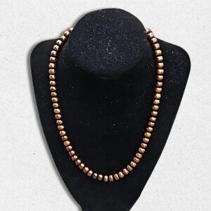 Genuine Pearl Necklace Radiant Luster Fish Hook Clasp Chocolate Brown Women's OS